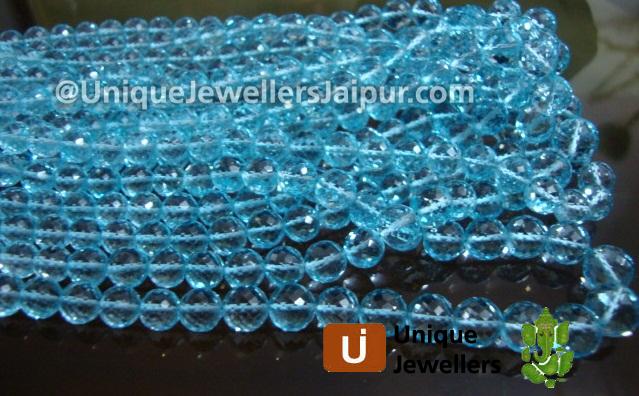 Sky Blue Topaz Far Faceted Round Beads